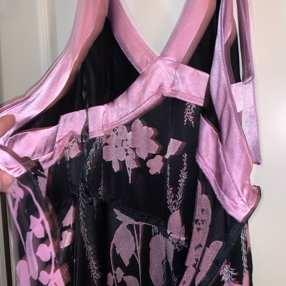 Bebe Asymmetrical Black Floral Dress M - Picture 13 of 14